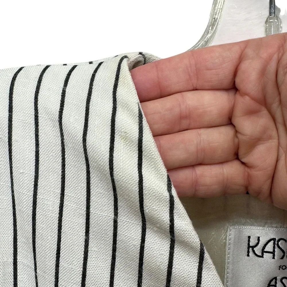 Vintage Kasper Blazer Womens 16 Black Pinstripe Double Breasted‎ 80s Nautical